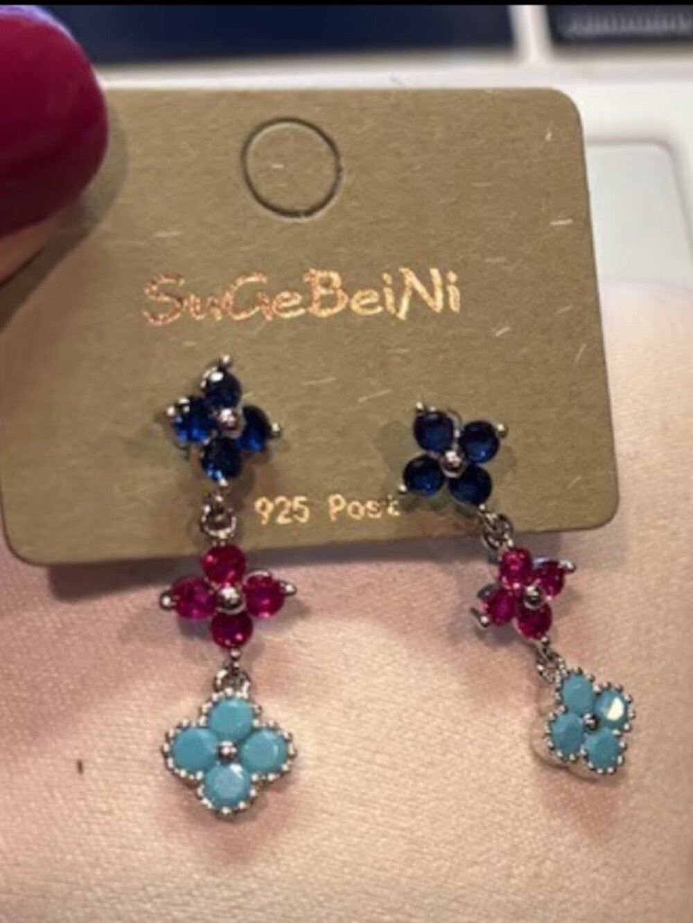 Rhodium Clover Dangle Earrings
